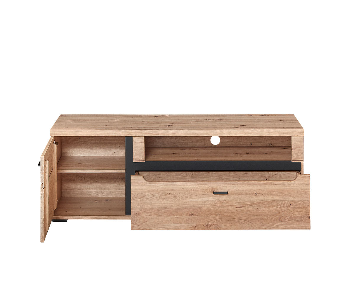 Sonos II TV-Unterschrank Altesche Bianco Massiv / Mattschwarz