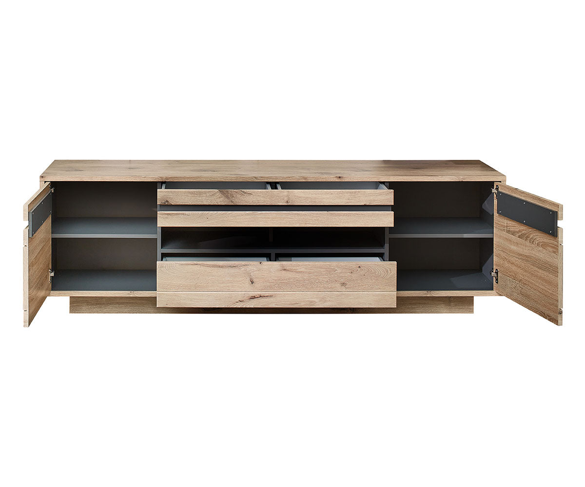 Bellano 3-teilige Wohnwand 3 inkl. LED-Beleuchtung Viking Eiche Natur