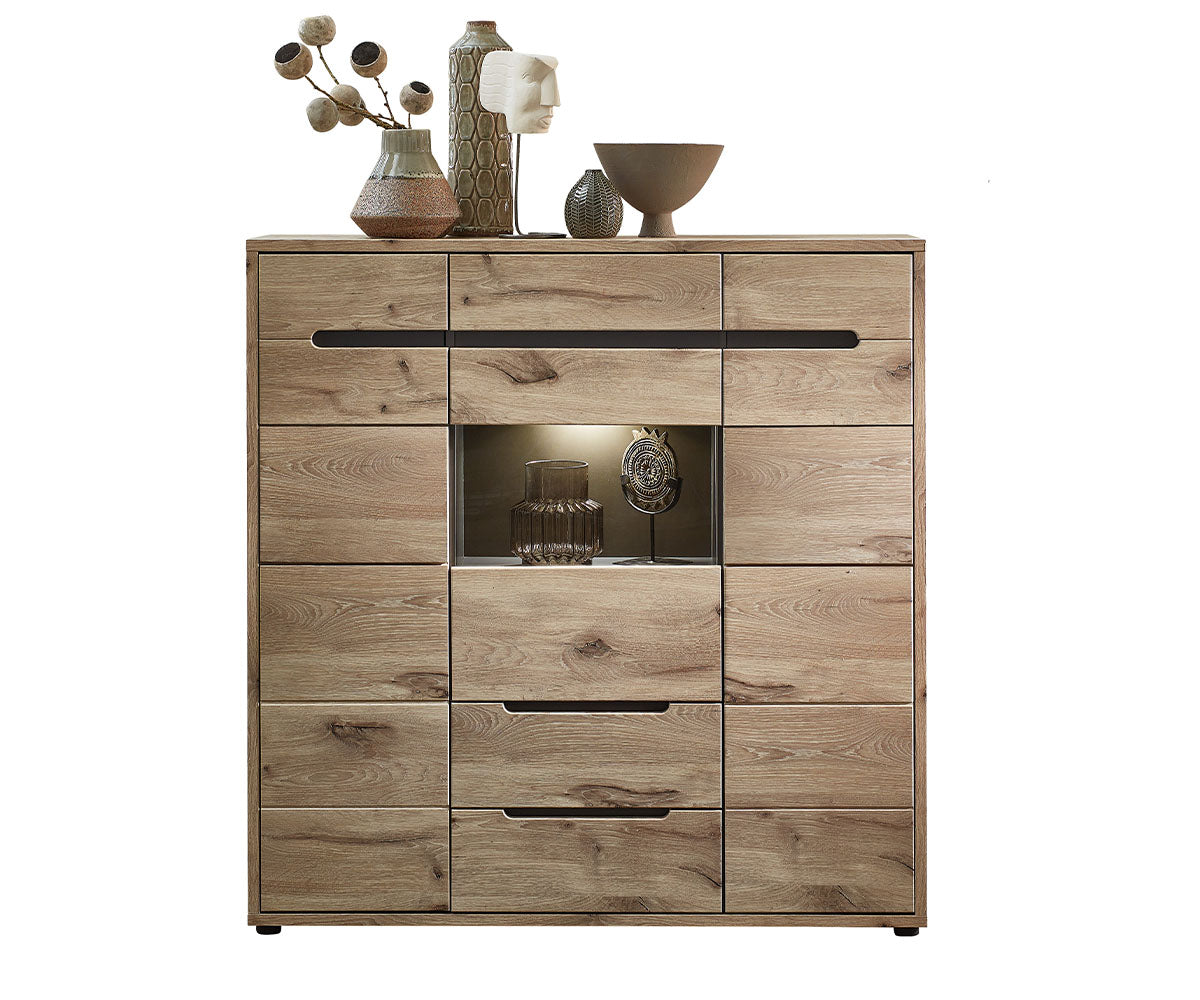 Bellano Highboard inkl. LED-Beleuchtung Viking Eiche Natur
