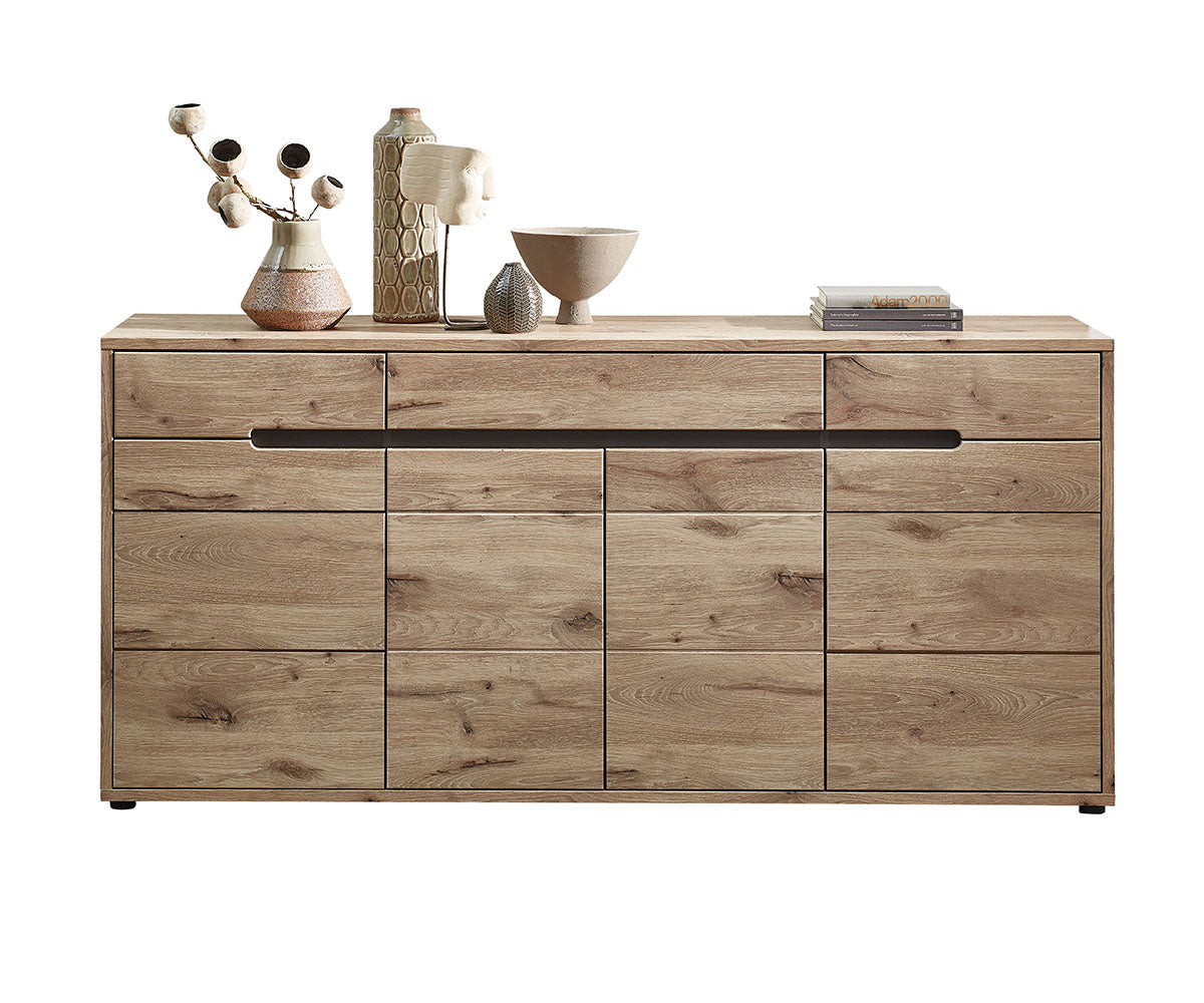 Bellano 6-teiliges Wohnzimmer Komplettset 4 inkl. LED-Beleuchtung Viking Eiche Natur