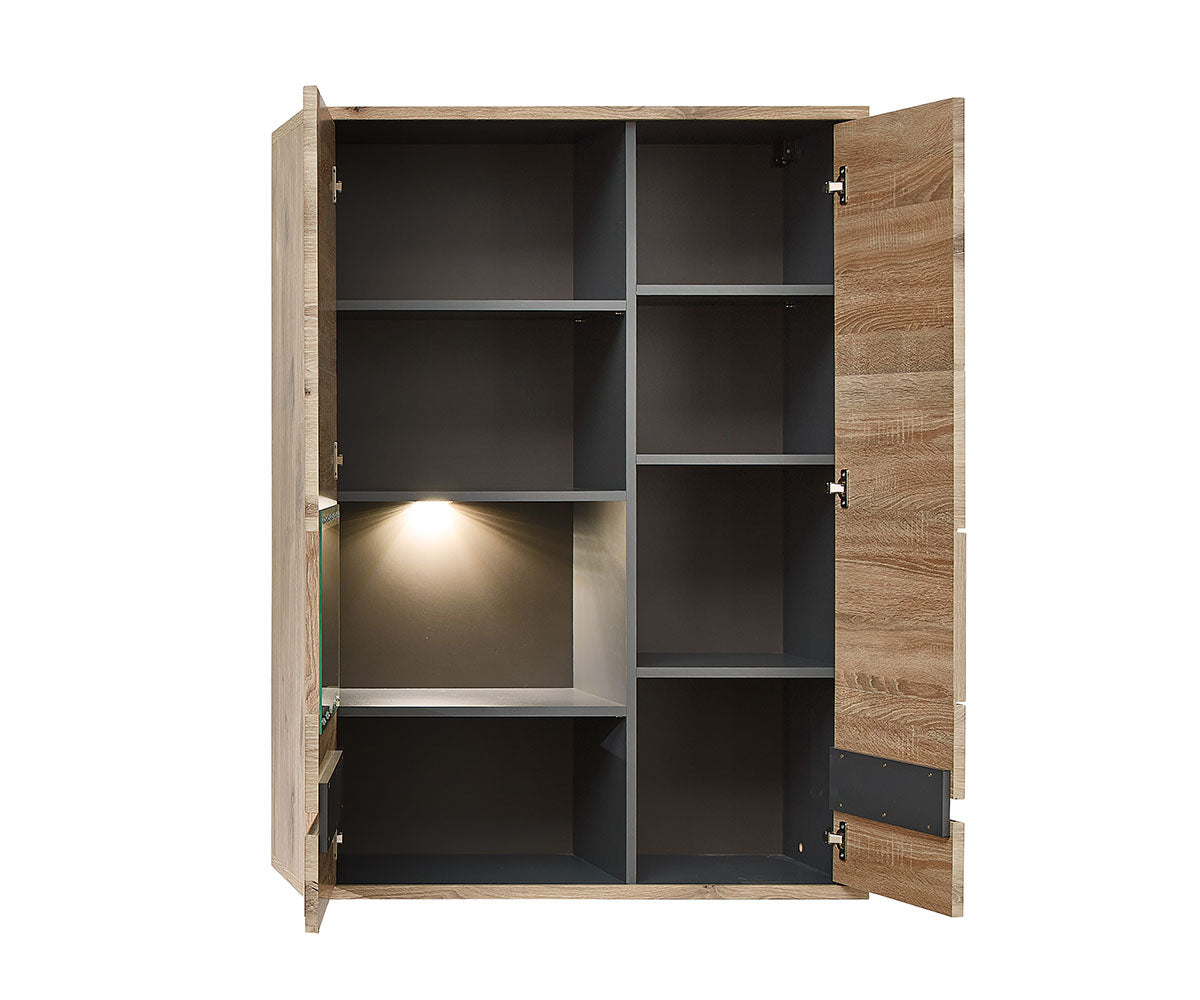 Bellano Hängevitrine inkl. LED-Beleuchtung Viking Eiche Natur