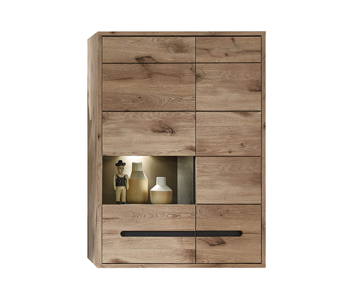 Bellano 6-teiliges Wohnzimmer Komplettset 3 inkl. LED-Beleuchtung Viking Eiche Natur
