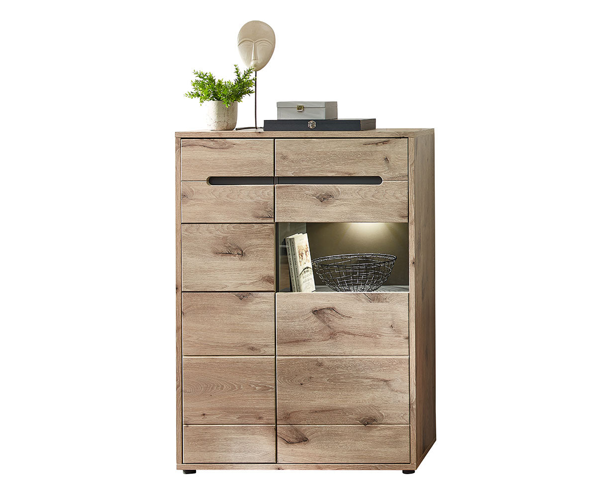 Bellano 6-teiliges Wohnzimmer Komplettset 4 inkl. LED-Beleuchtung Viking Eiche Natur