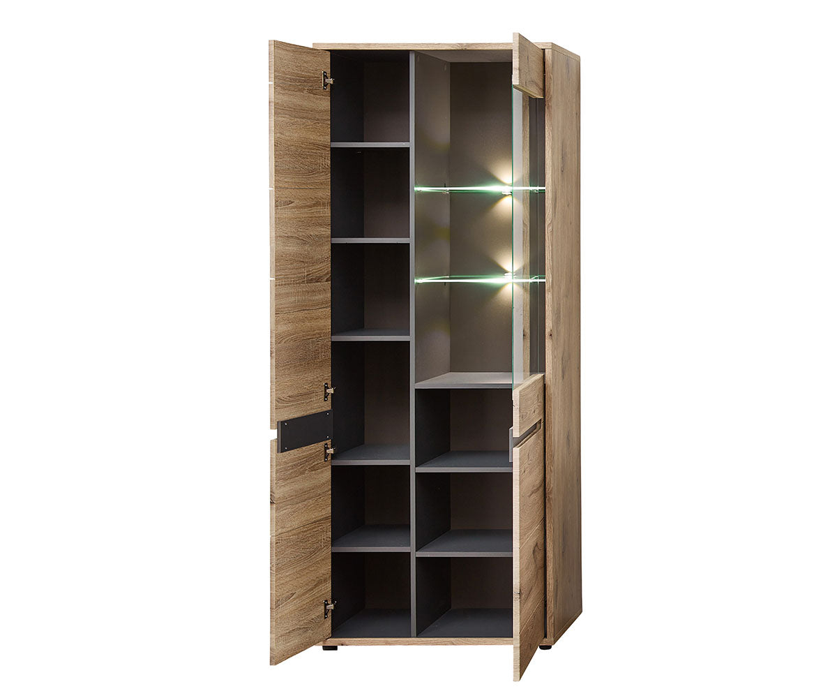 Bellano Vitrine groß inkl. LED-Beleuchtung Viking Eiche Natur