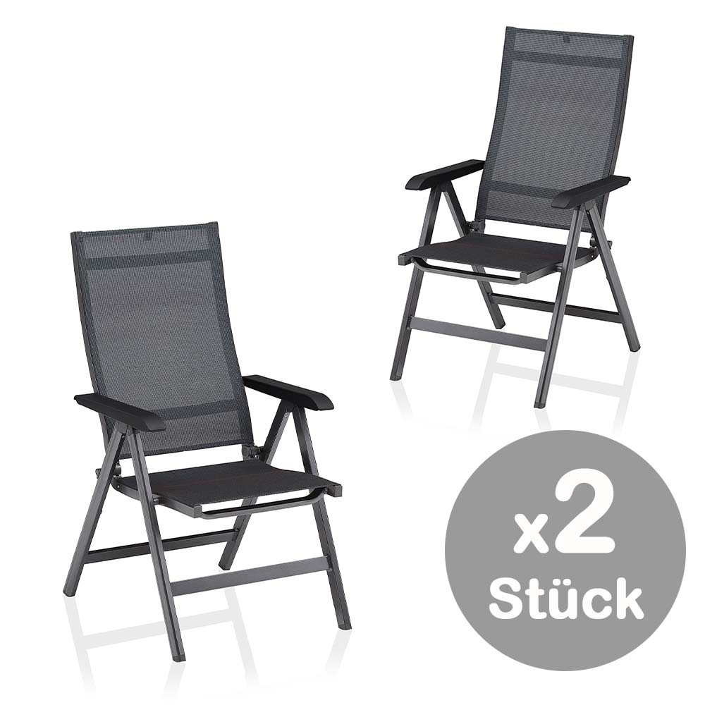KETTLER BASIC + PREMIUM 2-er Set Multipositionssessel, Anthrazit / Schwarz