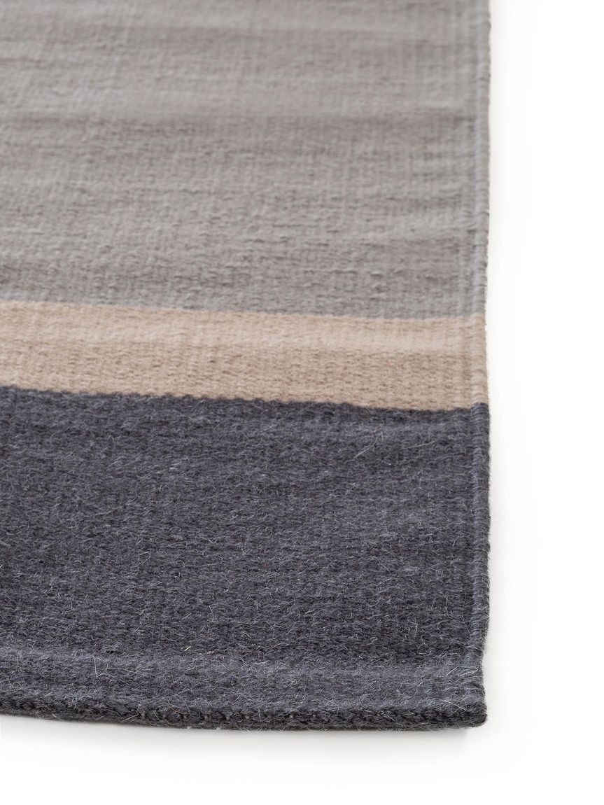 Wollteppich / Läufer New Stripes 70x200 cm Grau / Anthrazit