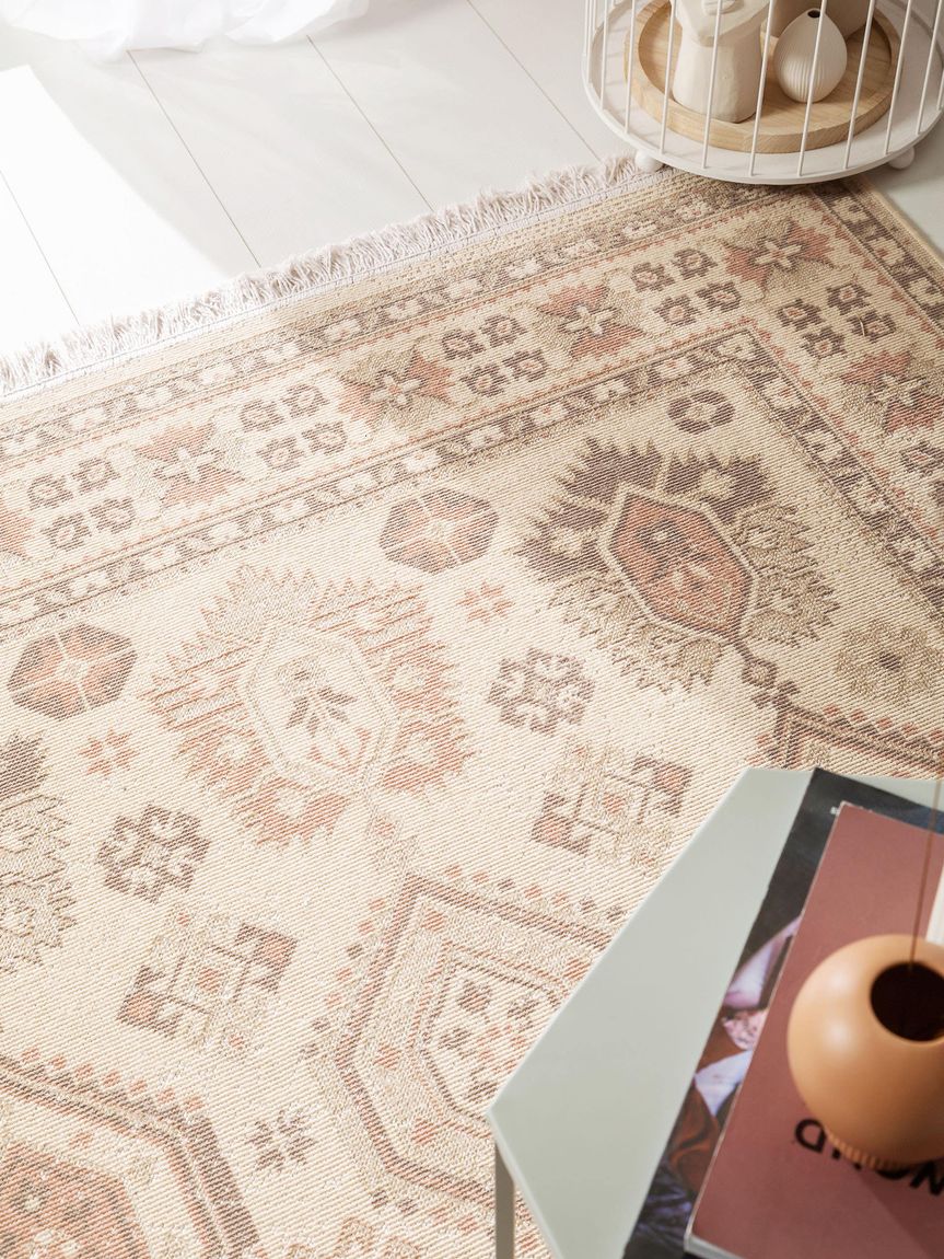 Teppich Folk Beige / Rosa