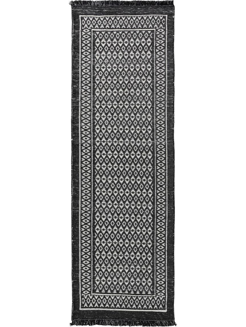 Teppich Läufer aus recyceltem Material Vigo 80x240 cm Beige / Schwarz