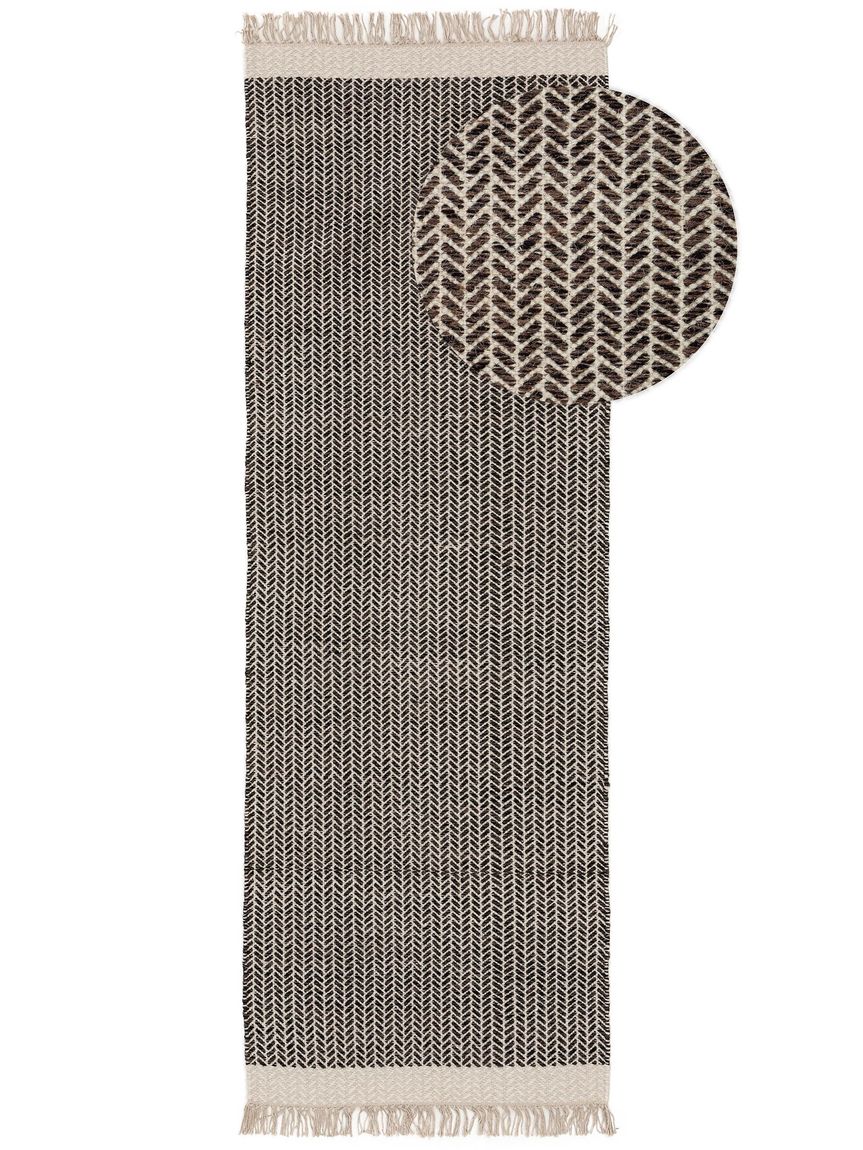 Wollteppich / Läufer Kim Schwarz / Weiß
