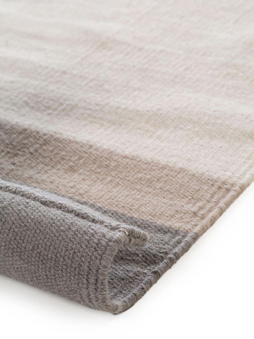 Wollteppich / Läufer New Stripes 70x200 cm Creame / Grau