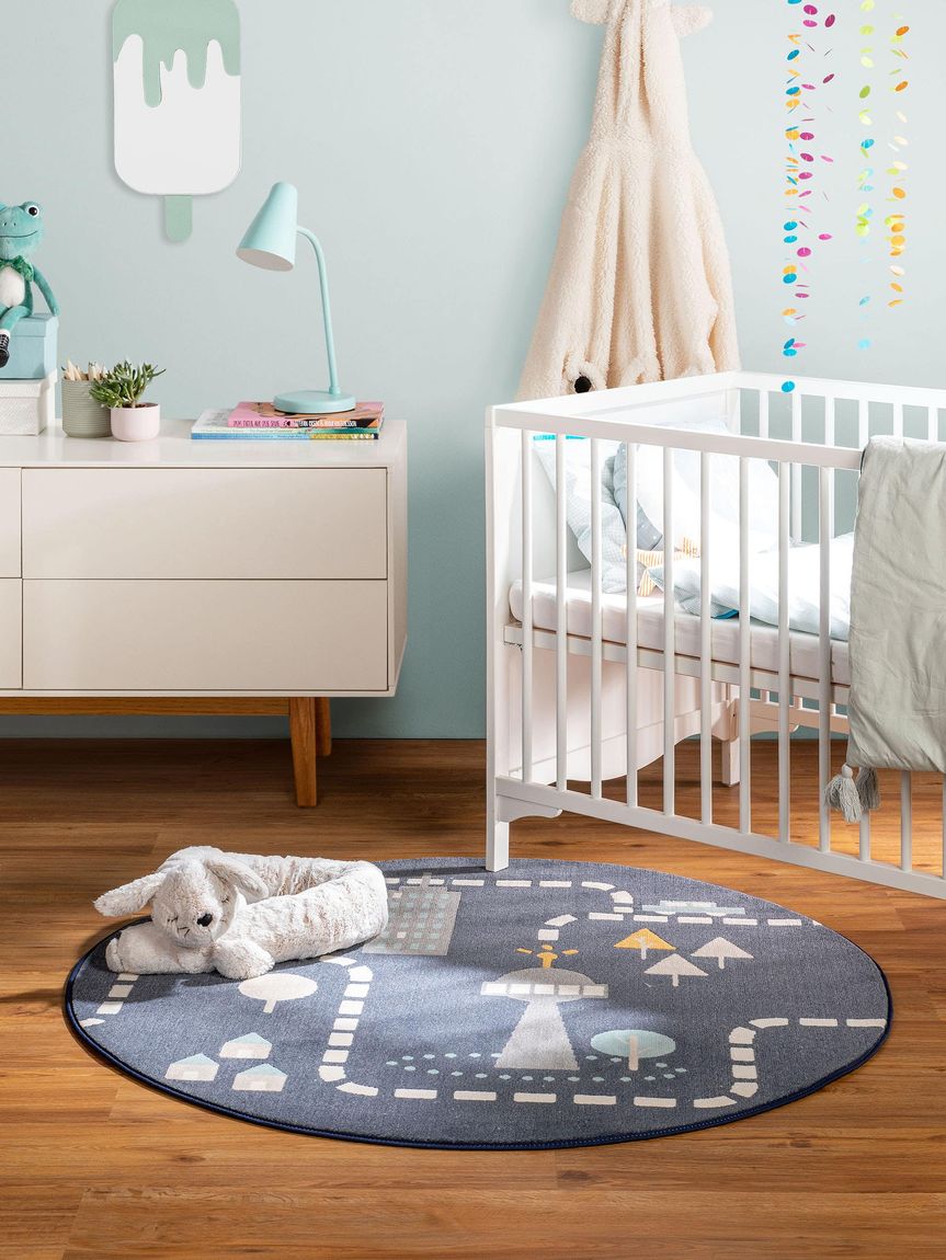 Kinderteppich Juno Ø 120 cm rund Blau