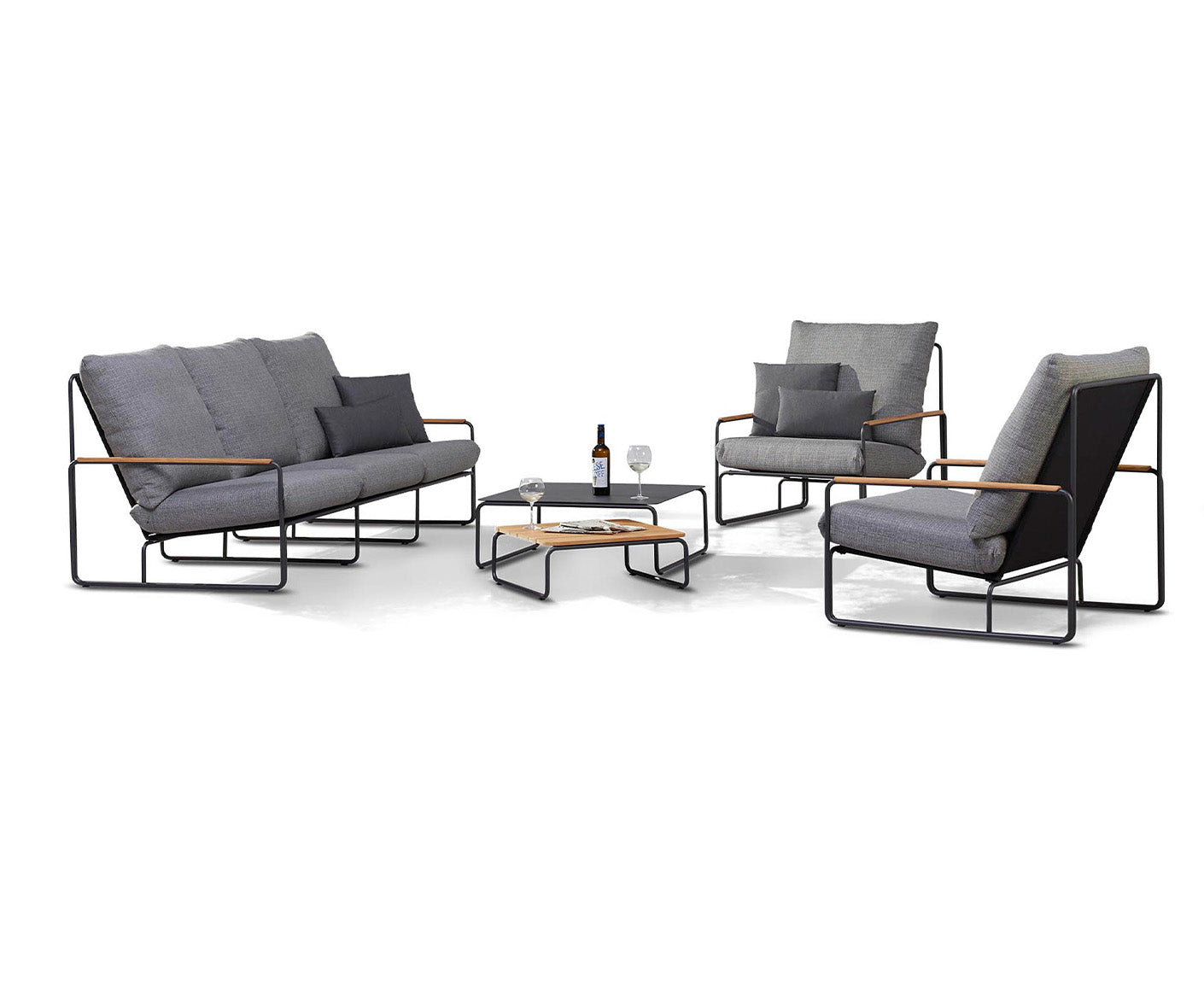 Portofino 5-tlg. Lounge-Gruppe Anthrazit / Teakholz