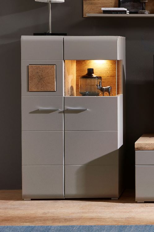 Fun Plus II Wohnzimmerkomplettset 1 inkl. LED-Beleuchtung Grau/Braun/Abs. Eiche Altholz