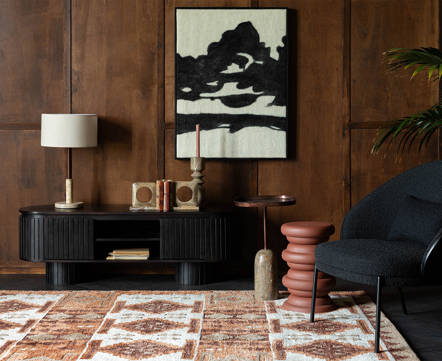 Maron Teppich Retro-Design