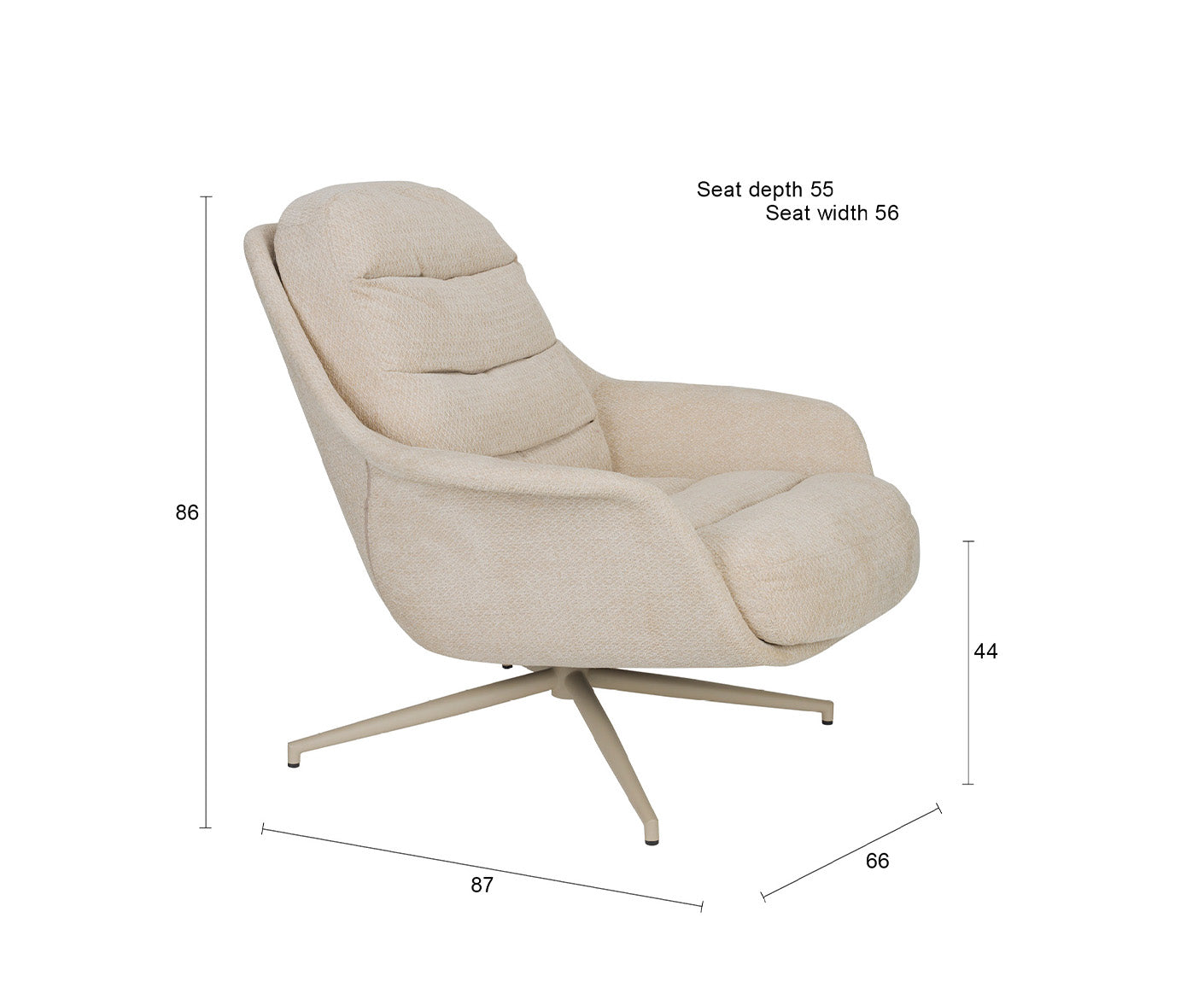 Philly Loungesessel drehbar, Beige