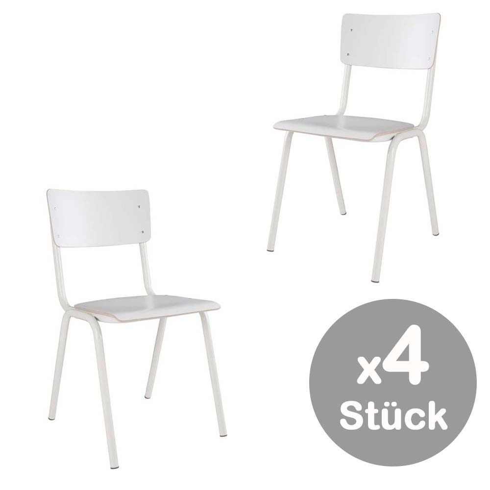 Back to School 4-er Set Stühle mit HPL-Deckschicht Weiß