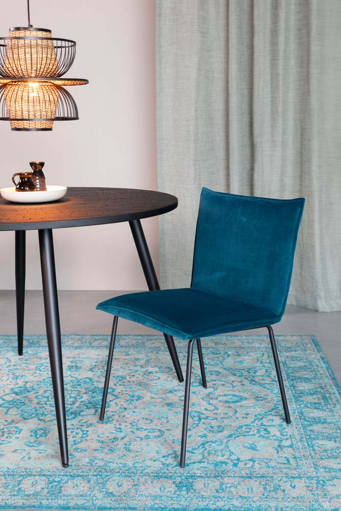 Floke 2-er Set Stühle mit Samtbezug Blau