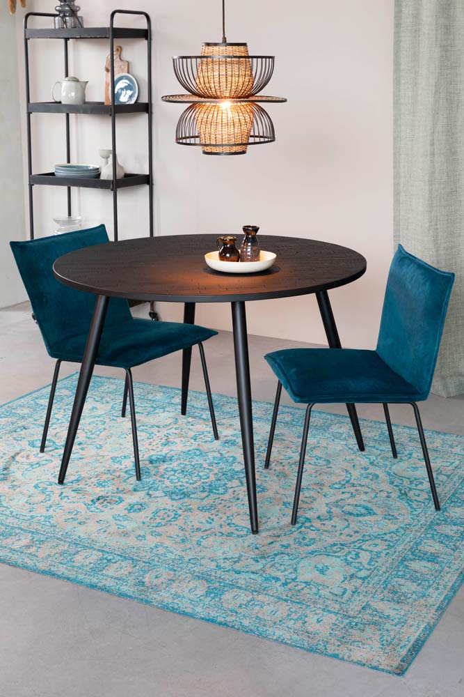 Floke 2-er Set Stühle mit Samtbezug Blau