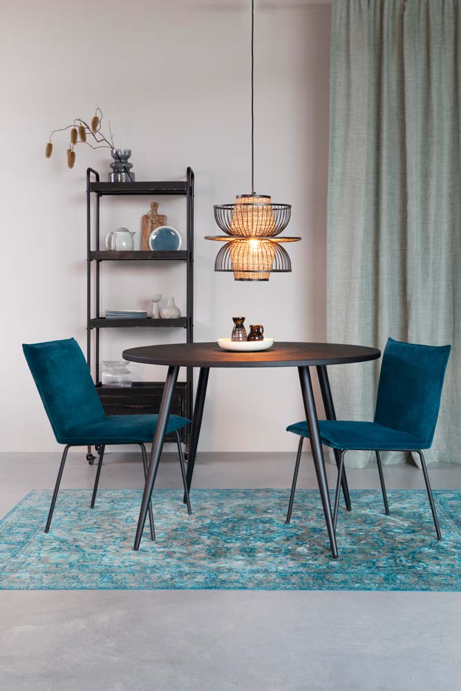 Floke 2-er Set Stühle mit Samtbezug Blau