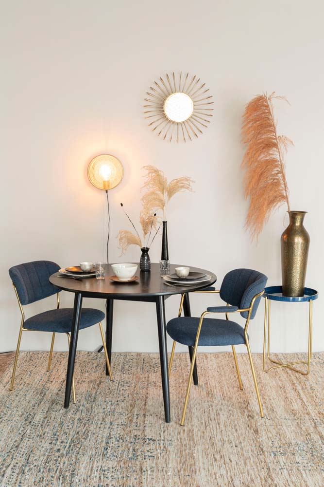 Jolien 2-er Set Stühle Gold / Dunkelblau