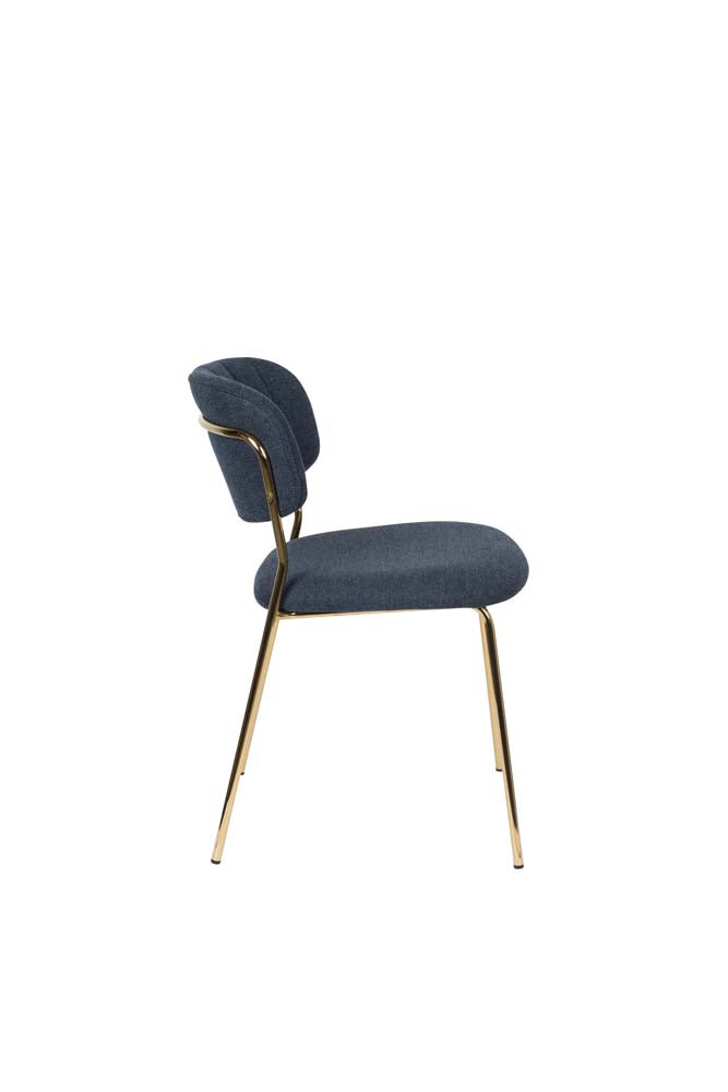 Jolien 2-er Set Stühle Gold / Dunkelblau