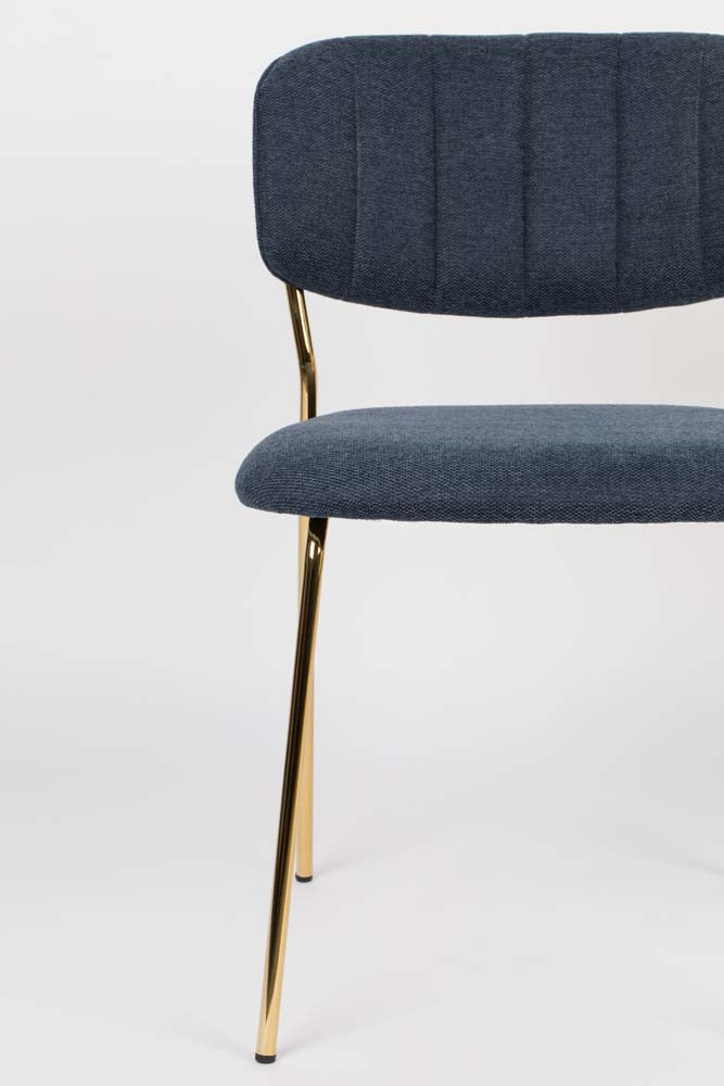 Jolien 2-er Set Stühle Gold / Dunkelblau
