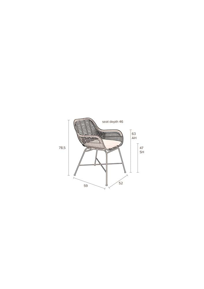 Cantik 2-er Set Outdoor Armlehnstühle Braun
