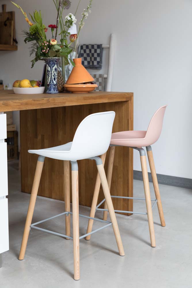 Albert Kuip 2-er Set Barhocker Weiß