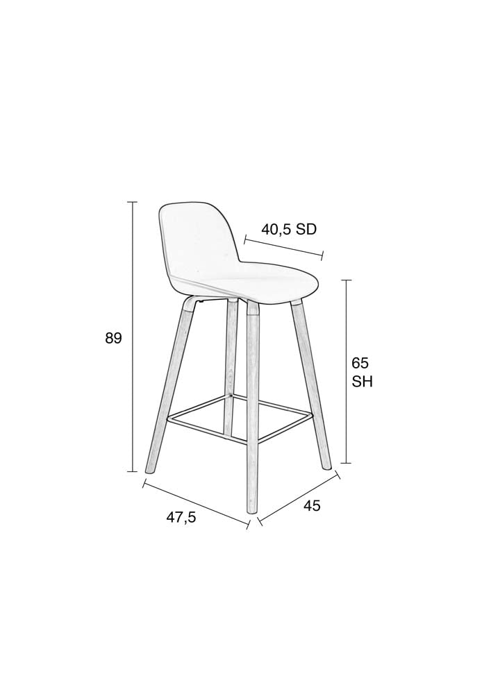 Albert Kuip 2-er Set Barhocker Dunkelgrau