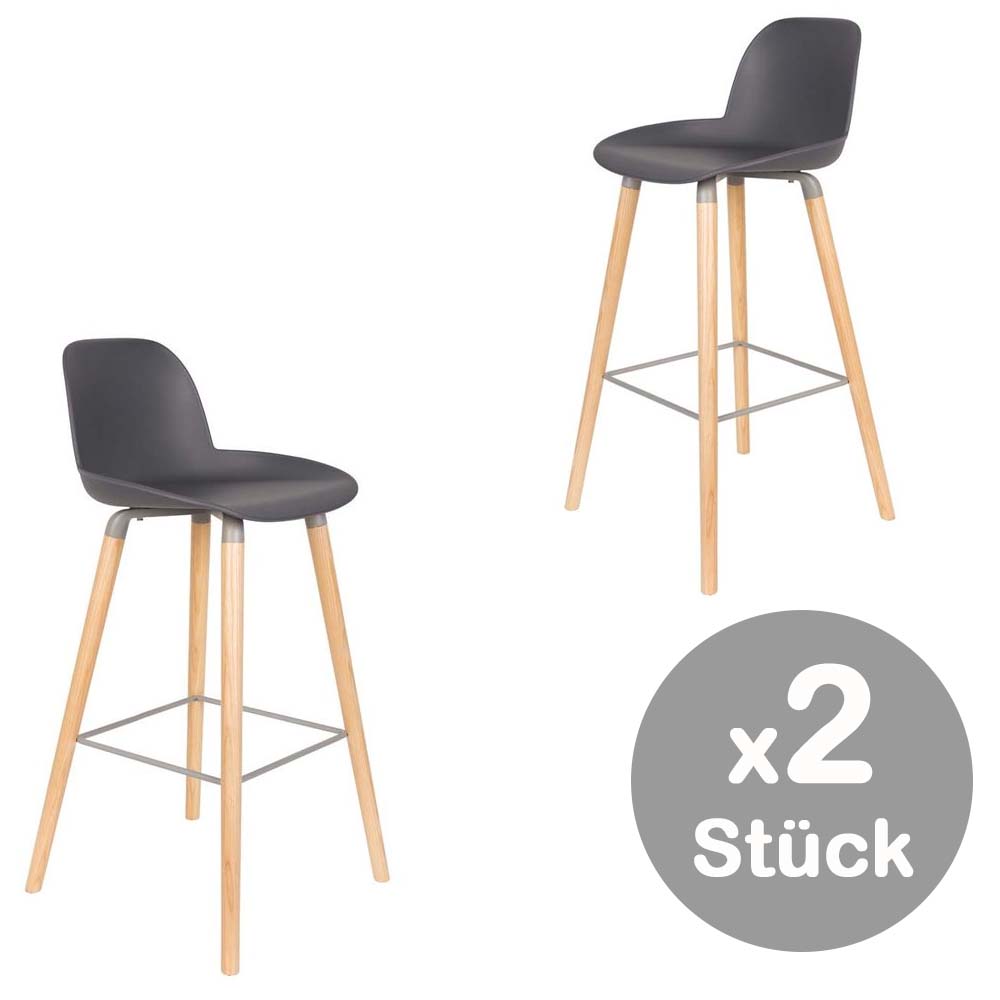 Albert Kuip 2-er Set Barhocker Dunkelgrau