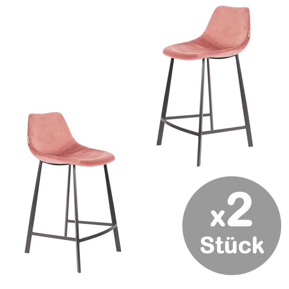 Franky 2er Set Barhocker mit Samtbezug