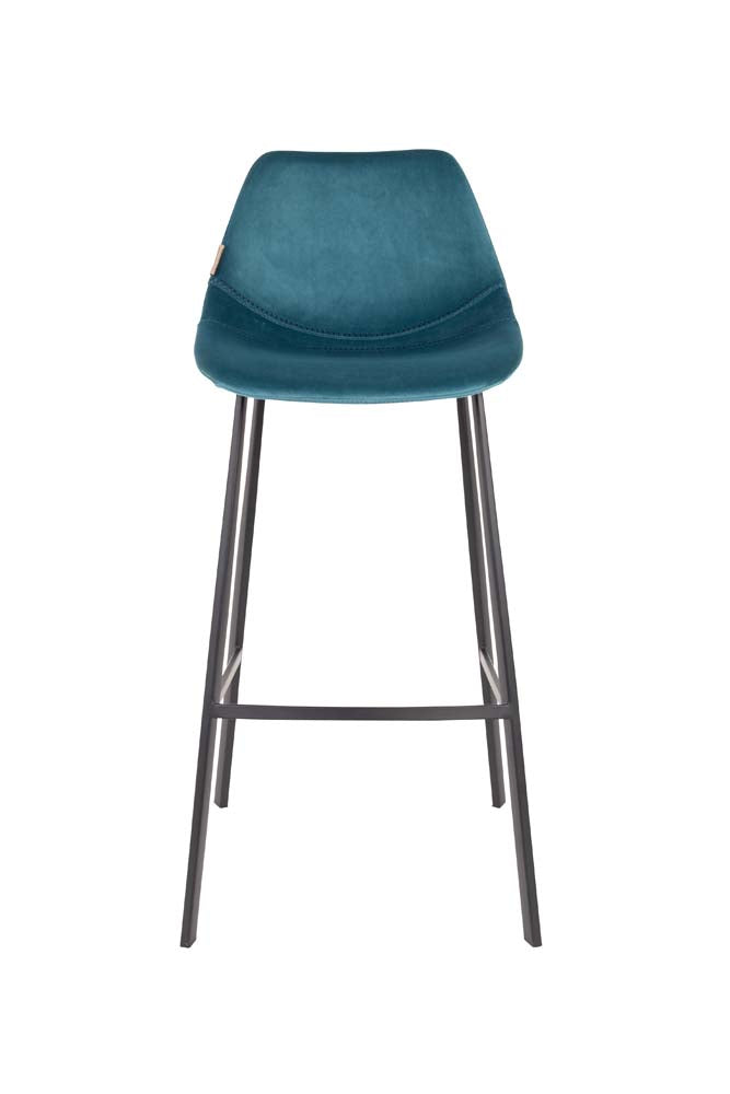Franky 2-er Set Barhocker groß mit Samtbezug Blau