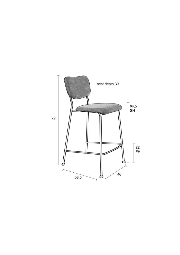 Benson 2-er Set Barstühle Grau/Blau