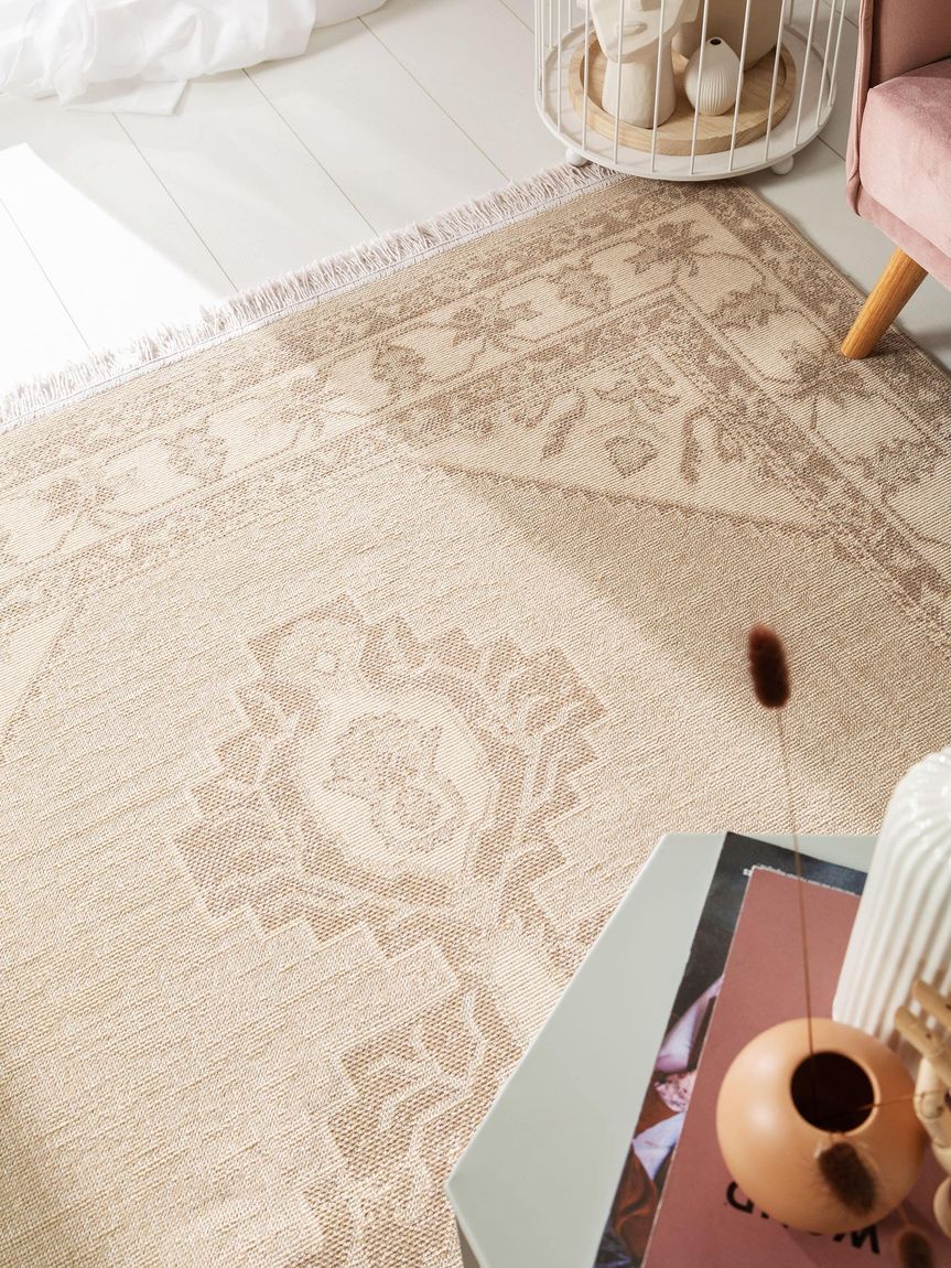Teppich Folk Creame / Taupe