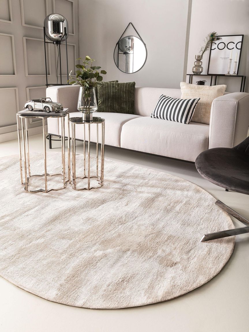 Viskoseteppich oval Nela 150x230 cm Elfenbein