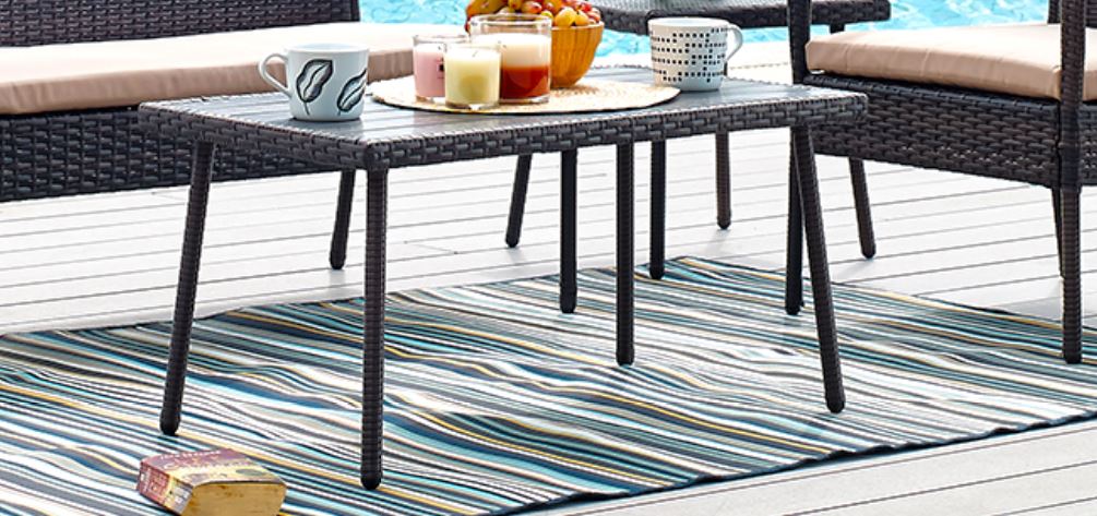 Garten Sitzgruppe Set Polyrattan Grau / Beige