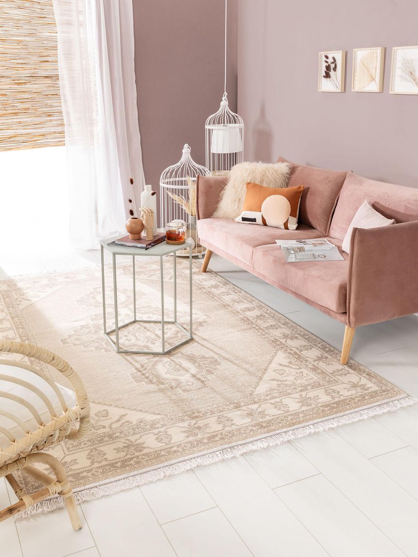 Teppich Folk Creame / Taupe