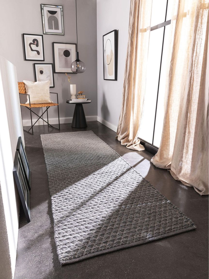 Wollteppich / Läufer Ted 80x250 cm Grau