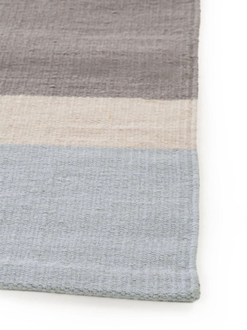 Wollteppich / Läufer New Stripes 70x200 cm Hellgrau / Minze