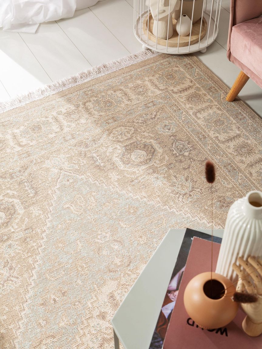 Teppich Folk Beige / Blau