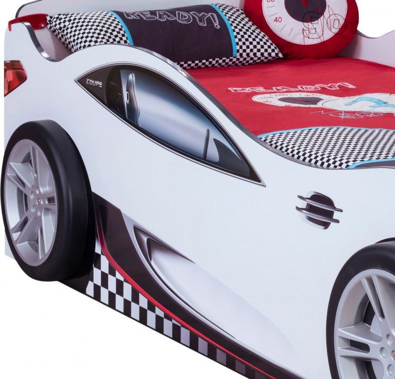 Cilek COUPE Autobett Kinderbett Bett Ausziehbett Rennfahrerbett Weiß