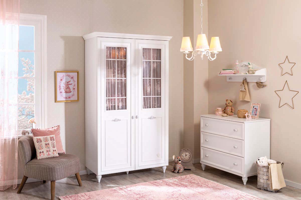 Cilek ROMANTICA BABY Kleiderschrank mit Fenstern 2-trg. Weiß