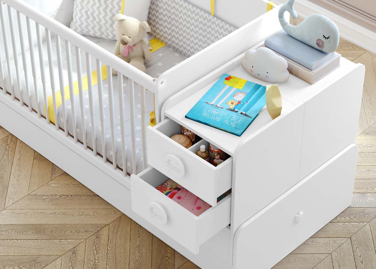 Cilek BABY COTTON Babybett mitwachsend 70x115-70x160cm Weiß