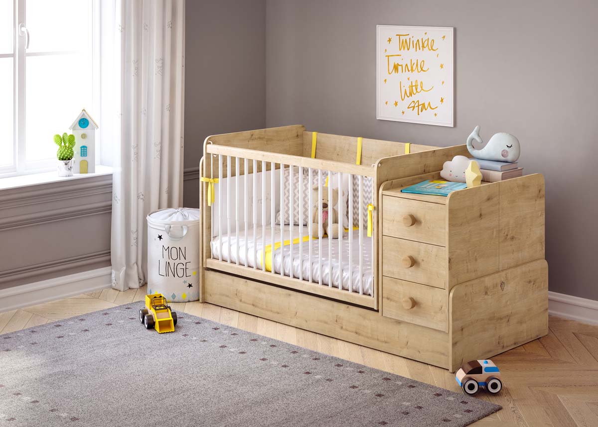 Cilek MOCHA BABY Babybett mitwachsend 70x115-70x160cm Natur