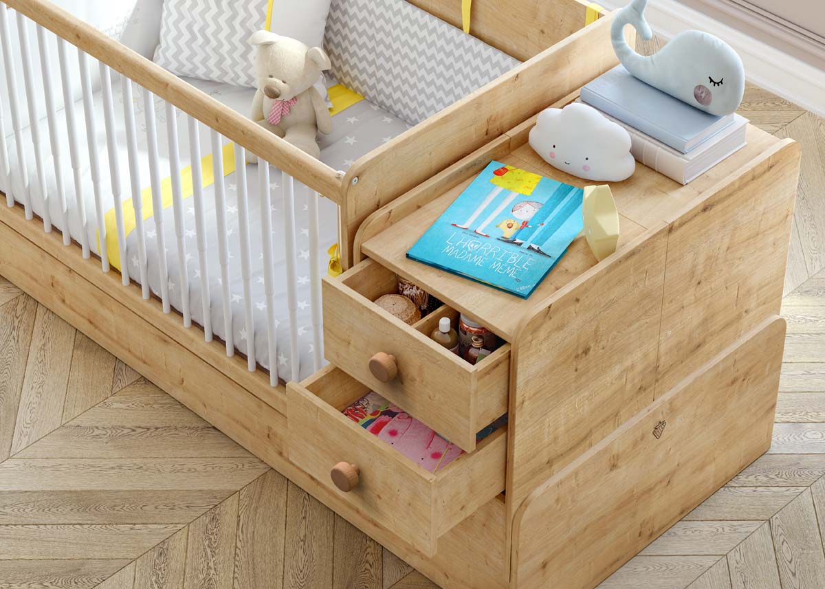 Cilek MOCHA BABY Babybett mitwachsend 70x115-70x160cm Natur