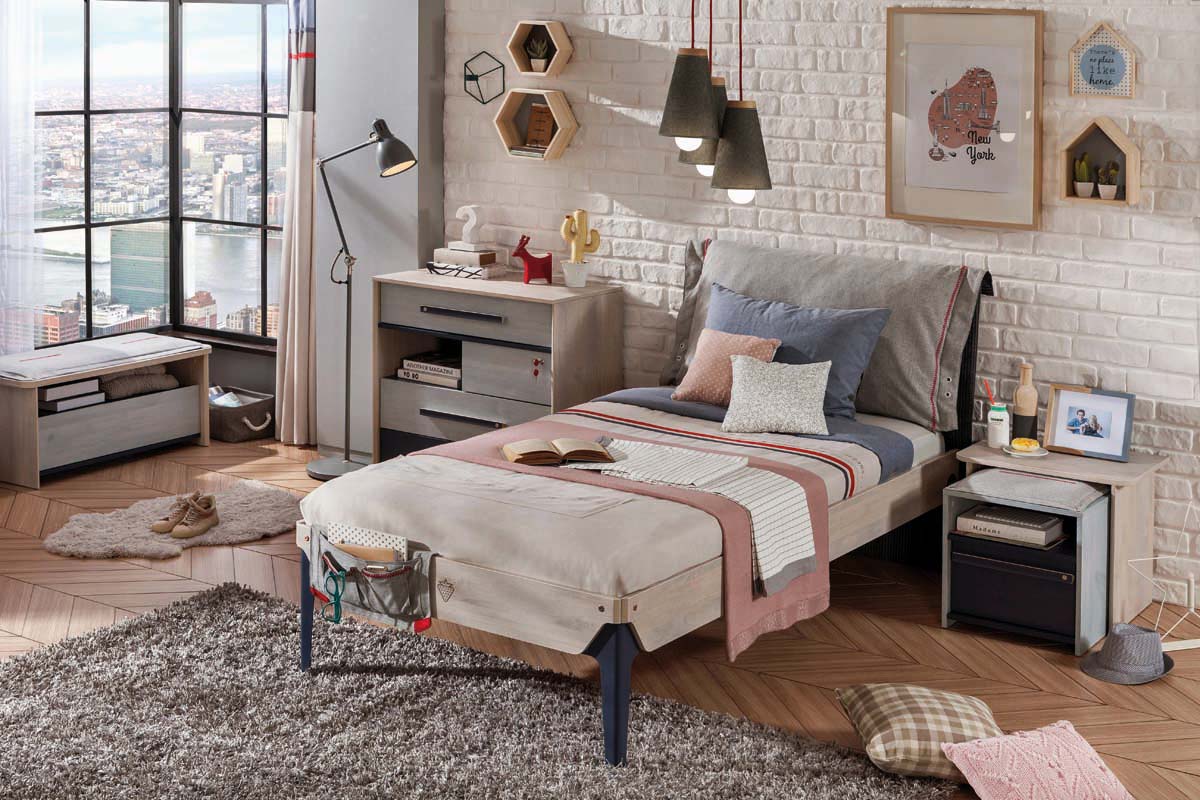 Cilek Trio Jugendzimmer 5tlg. Blau / White Wash
