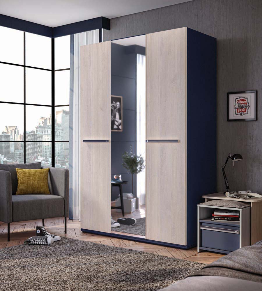 Cilek TRIO Kleiderschrank 3-trg. Blau / White-Wash