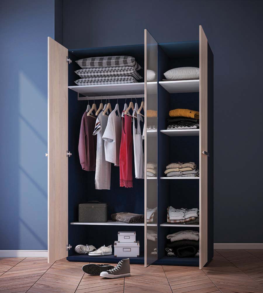 Cilek TRIO Kleiderschrank 3-trg. Blau / White-Wash