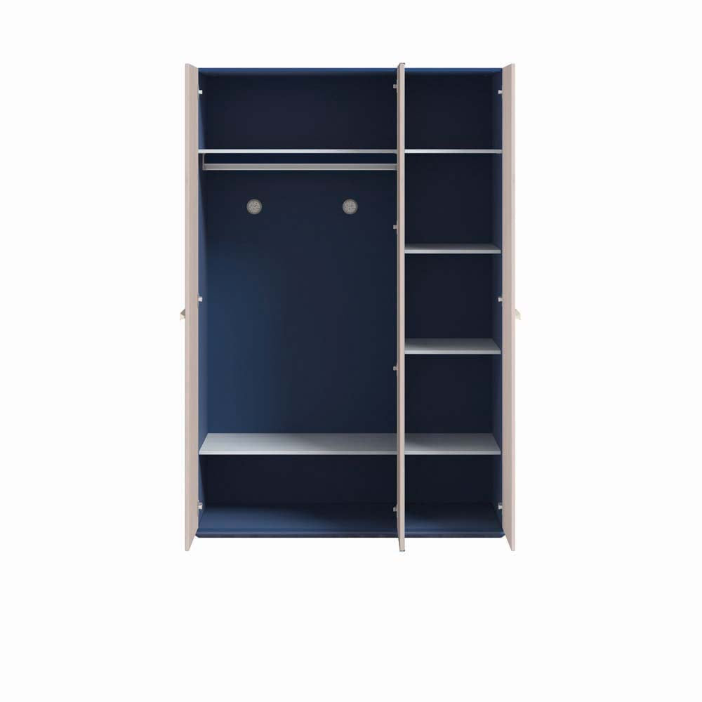 Cilek TRIO Kleiderschrank 3-trg. Blau / White-Wash