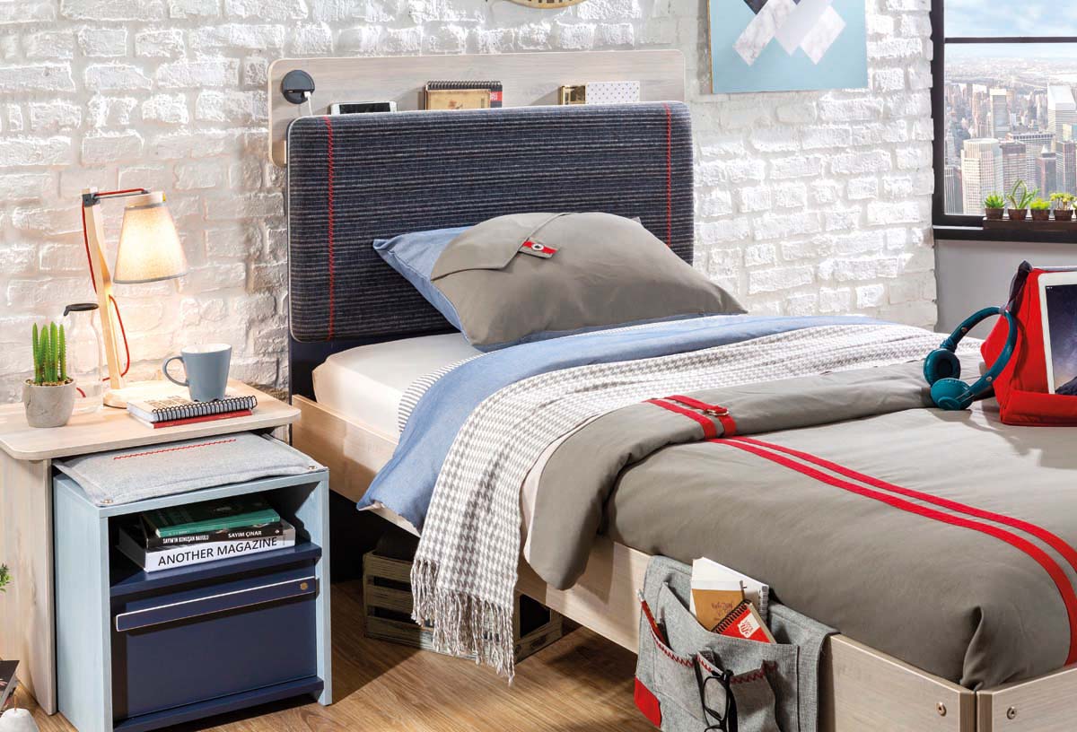 Cilek TRIO Line Bett 120x200cm Blau / White-Wash